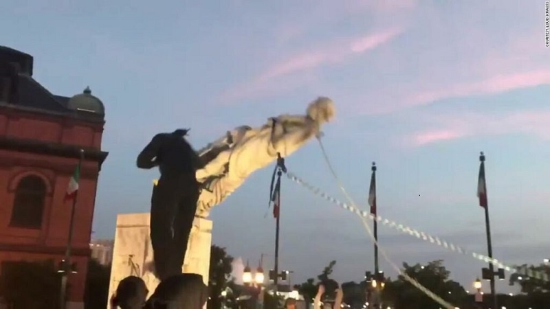 Satu lagi Patung Columbus Ditumbangkan Demonstran, Kali ini di Baltimore