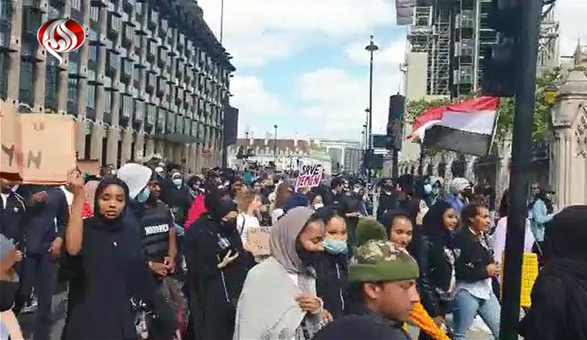 تظاهرات واسعة في العاصمة البريطانية ضد العدوان السعودي على اليمن