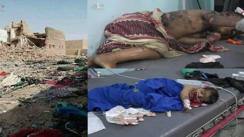 أكثر من 25 شهيدا من النساء والاطفال في قصف لطيران العدوان السعودي بالجوف
