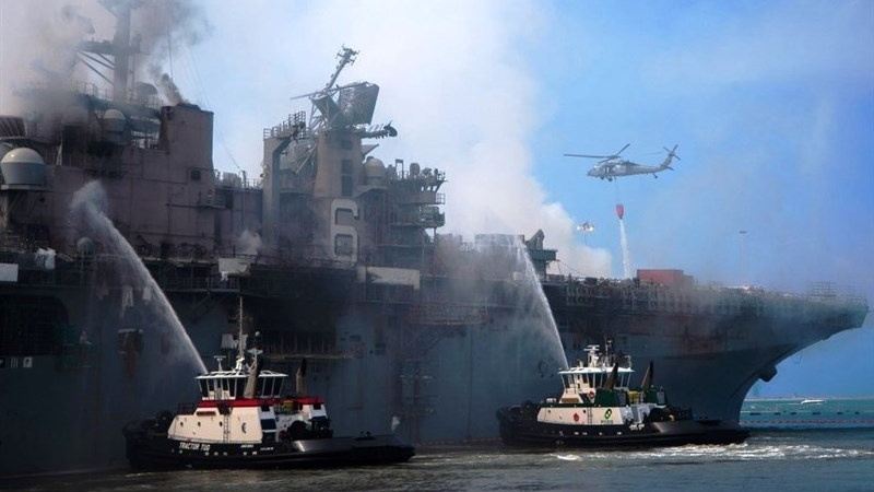 米でまた戦艦火災