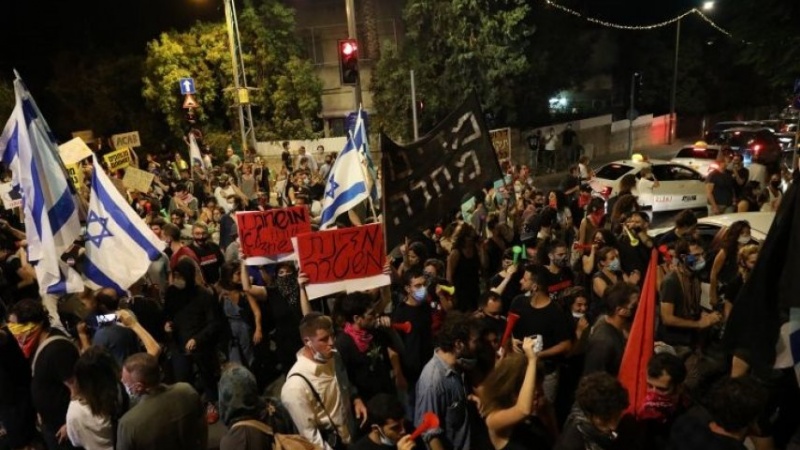Siyonist rejim İsrail'de Netanyahu aleyhinde protestolar devam ediyor