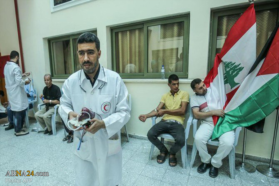 Gaza residents donate blood for Beirut victims