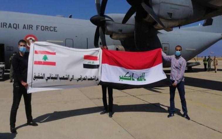 وصول طائرة عسكرية عراقية محملة بعشرات الاطنان من المساعدات إلى لبنان