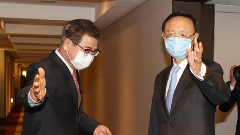 韓中高官、釜山での４時間の会談に、満足の意を表明