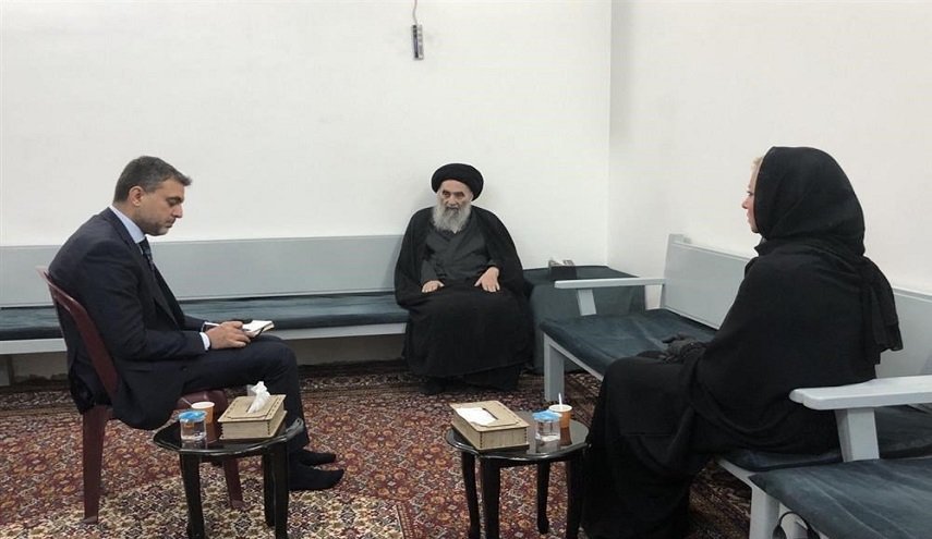 مكتب آية الله السيستاني يصدر بيانا بشأن لقاء سماحة السيد ببلاسخارت