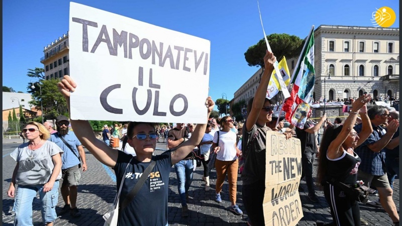 Протесты против ограничений из-за коронавируса в Риме