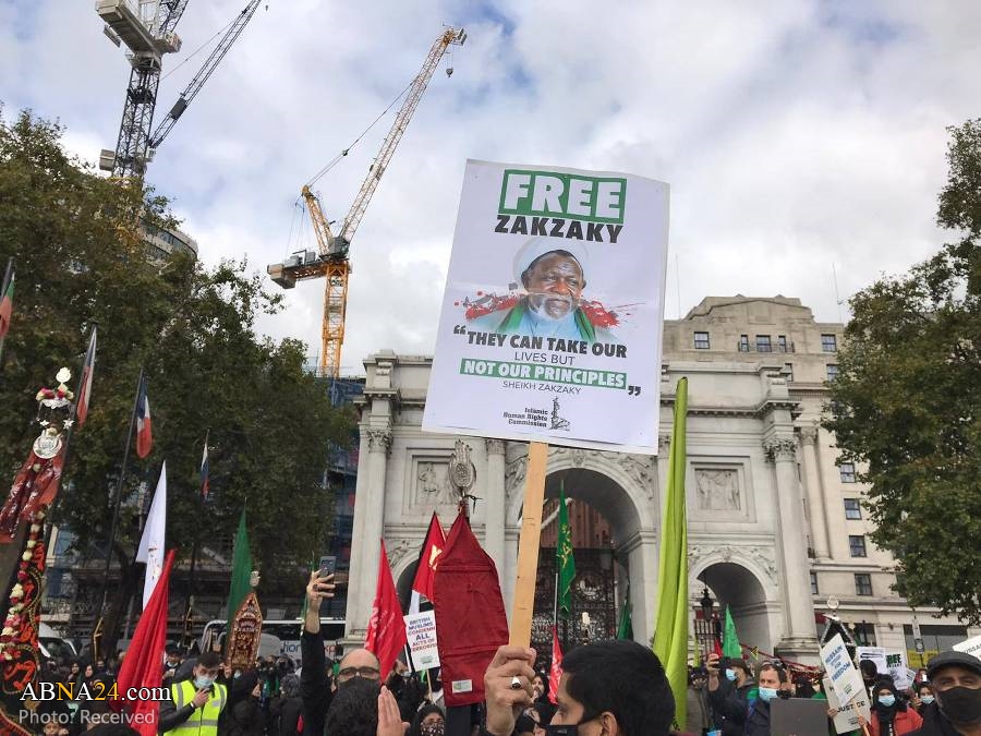 Photos: 'Free Zakzaky' slogans during Arbaeen walk in London, UK