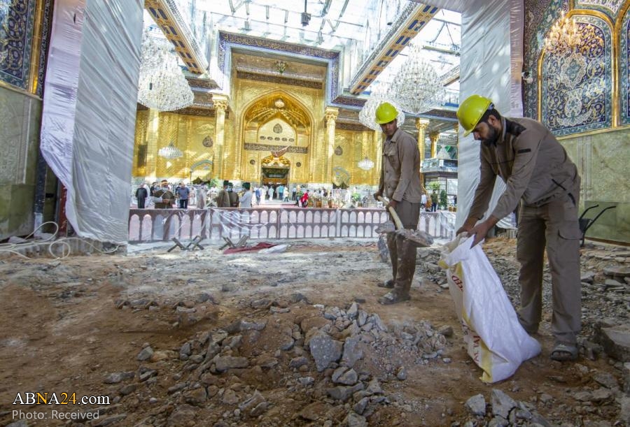 Commencing preliminary work for flooring of Qibla gate of al-Abbas holy shrine (+Photos)