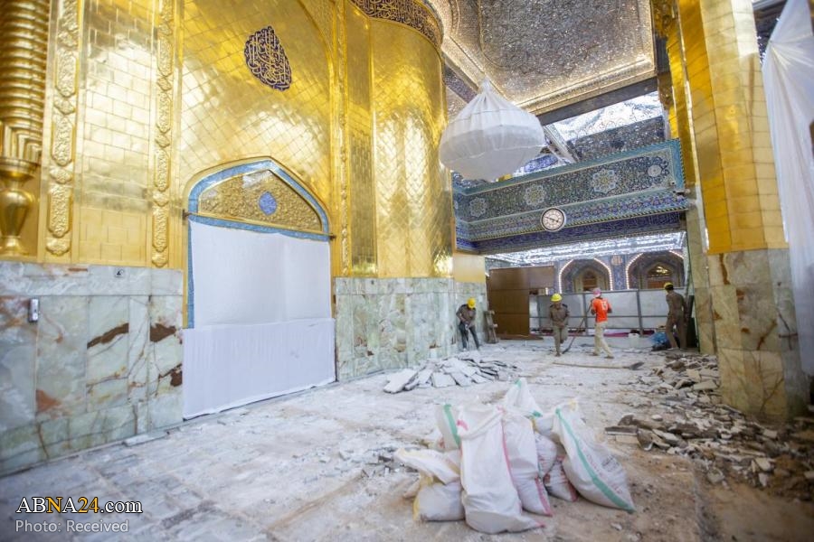 Initiation of preliminary work for cladding of the great courtyard of al-Abbas shrine in Karbala