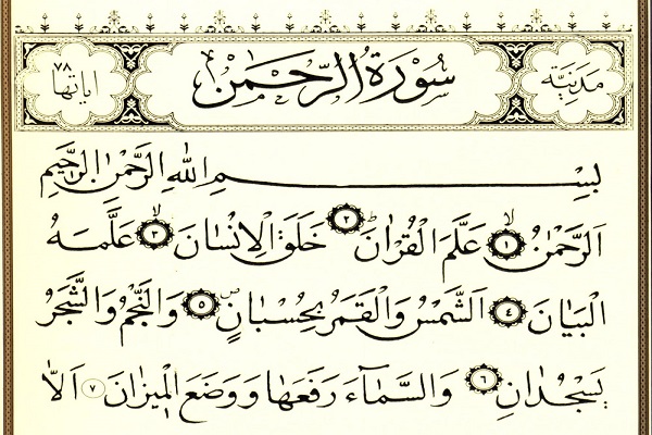 سورة الرحمن تصوّر إنعکاس الرحمة الإلهیة في الکون