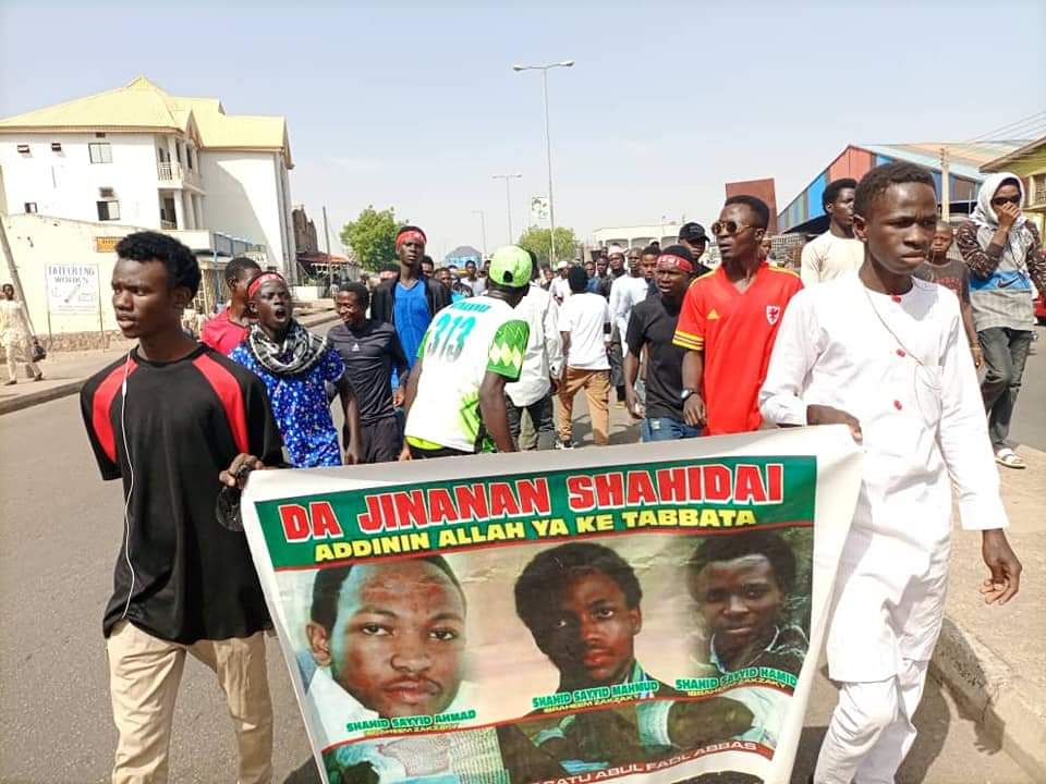 Hundreds protest in Gombe on fifth anniversary of Zaria Massacre by Buhari regime / protesters demand release of Sheikh Zakzaky