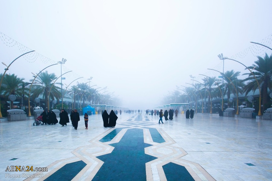 Photos: Amazing moments of heavy fog descending on shrines of Imam Hussain and al-Abbas (PBUT)
