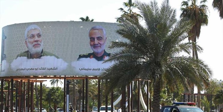 شہید قاسم سلیمانی اور ابومہدی المہندس کی پہلی برسی، پورے عراق میں شہیدوں کی تصویریں نصب