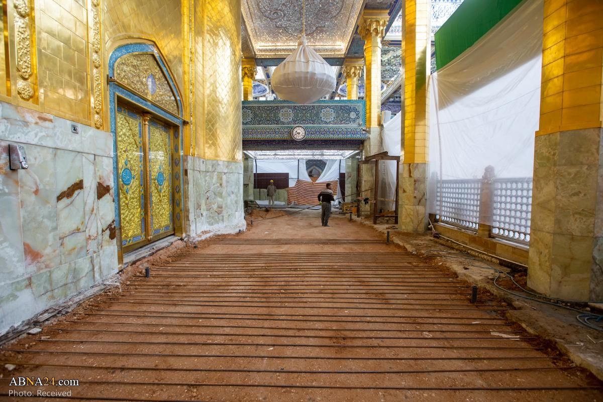 Cladding works of floor, wall of golden Iwan of Sanctuary of Aba Al-Fadl Al-Abbas (+Photos)