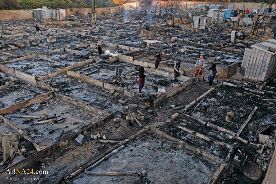 تقرير مصور / إحراق خيام للاجئين سوريين في لبنان بسبب خلافات 