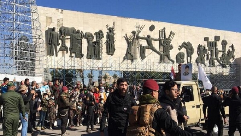 General Süleymani ve el'Mühendis'in şehadet yıldönümünde Bağdat'ta yürüyüş