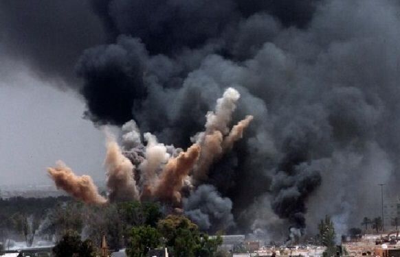 شهداء من الجيش العراقي في منطقة "جرف الصخر" خلال عدوان جوي امریکي