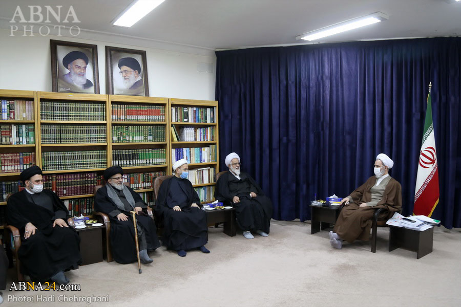 Photos: Members of Secretariat of Hazrat Abu Talib's conference meet with Ayatollah Arafi