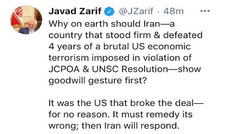 Zarif: Amerika hatasını telafi etmeli