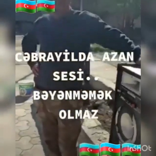 Азад олунмуш Ҹәбрајылда һәрбичиләримиз Зөһр азанын верирләр – Видео