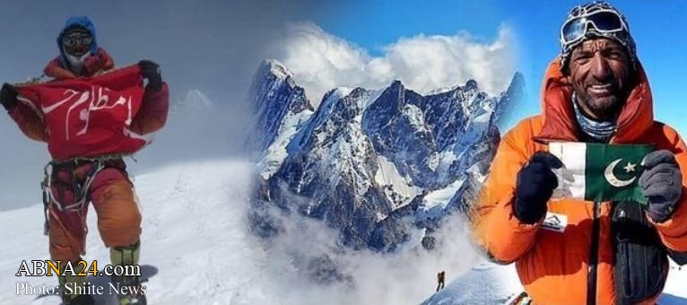 Shia mountaineer raises Imam Hussain & Pakistan flags at K2