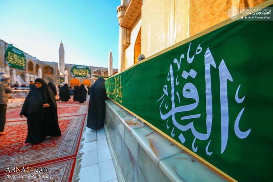 Photos: Decorating Imam Ali holy shrine with green banners on auspicious birth of Imam al-Baqir