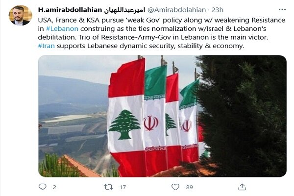 US, France, KSA pursue 'weak Gov' policy in Lebanon: Iranian official