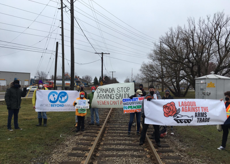 British activists block rail route for General Dynamics armoured vehicles bound for Saudi Arabia