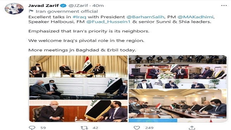 Zarif: Irak’ın bölgede eksen rol ifa etmesini olumlu karşılıyoruz