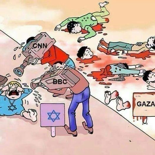 Caricature: les médias pro-israéliens et la guerre de Gaza Caricature: les médias pro-israéliens et la guerre de Gaza
