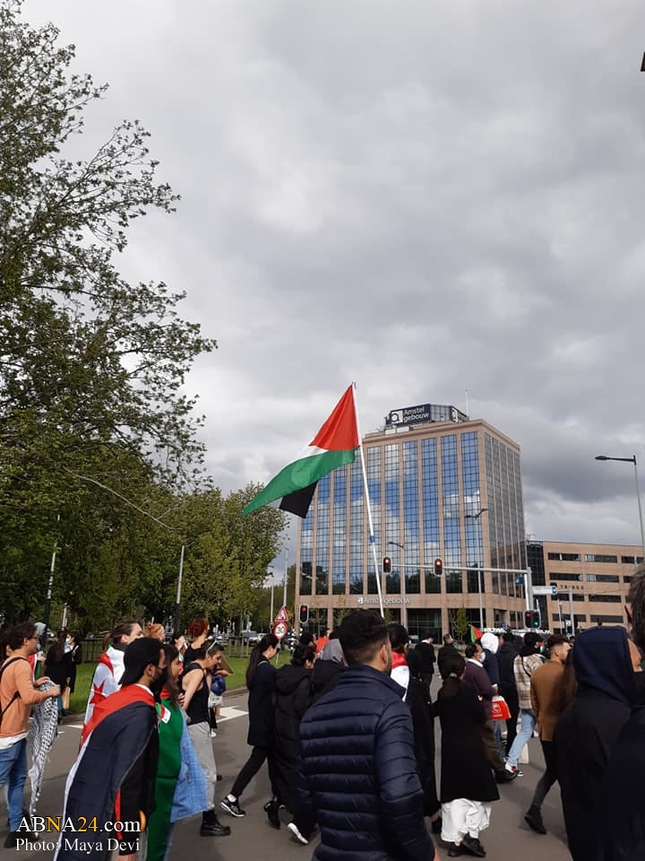 تصویری رپورٹ/ ایمسٹرڈیم میں اسرائیل مخالف احتجاجی مظاہرہ