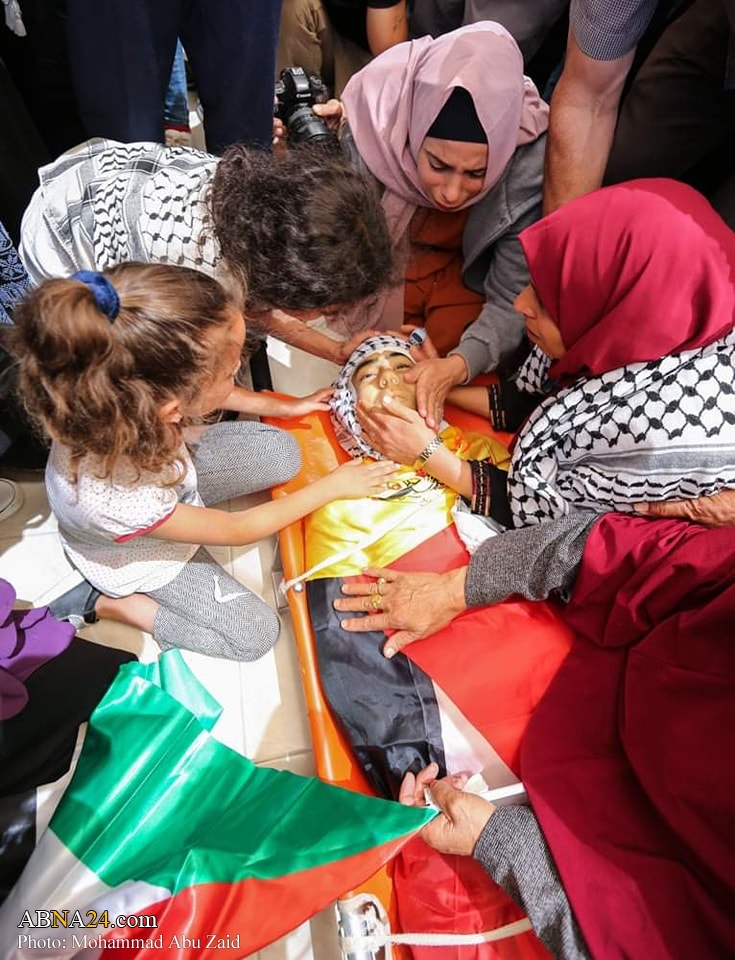 Photos: Funeral procession of Palestinian martyr 'Islam Burnat' shot dead by Israeli forces in West Bank