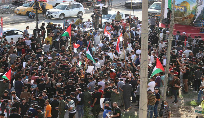 انطلاق تظاهرة في بغداد لمناصرة الشعب الفلسطيني+ (صور)