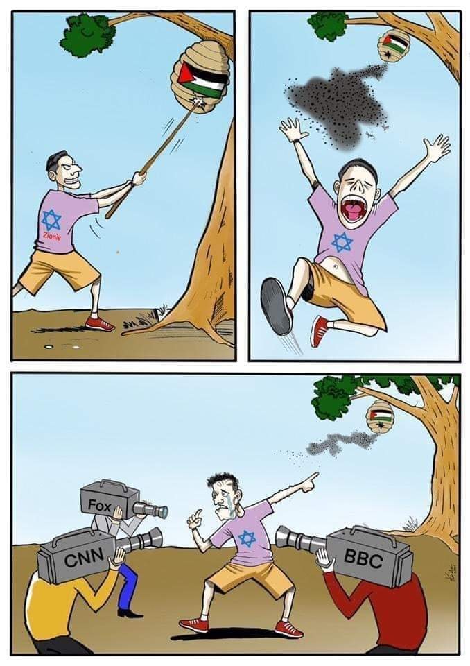 Cartoon: Israeli aggression on Gaza in the view of BBC, CNN and Fox News