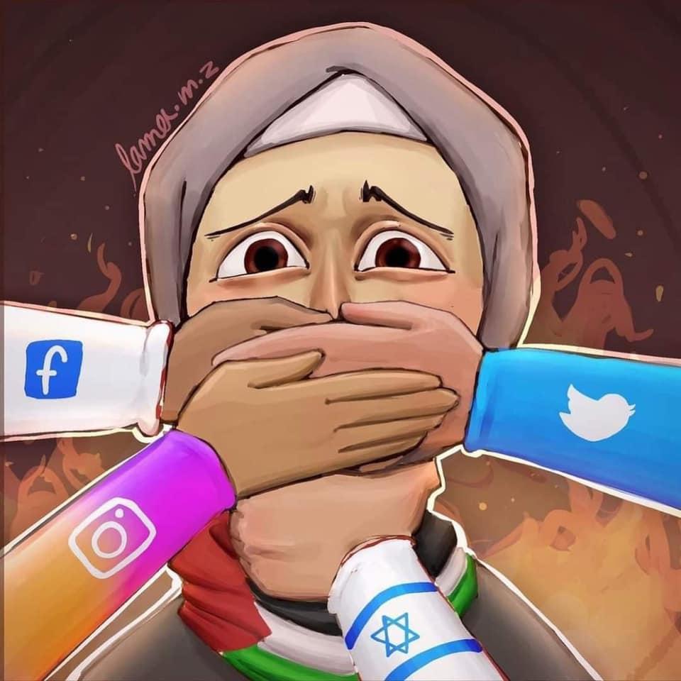 Caricature: Approach of social networks towards Palestine and Israel 