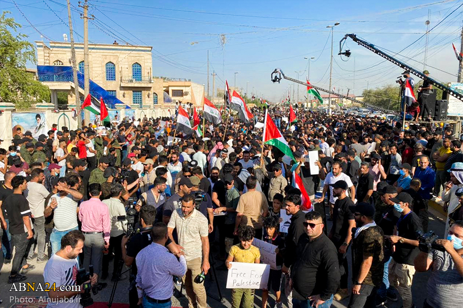 تقرير مصور / تجمع عظيم للحشد الشعبي في العاصمة العراقية تضامنا مع الشعب الفلسطيني