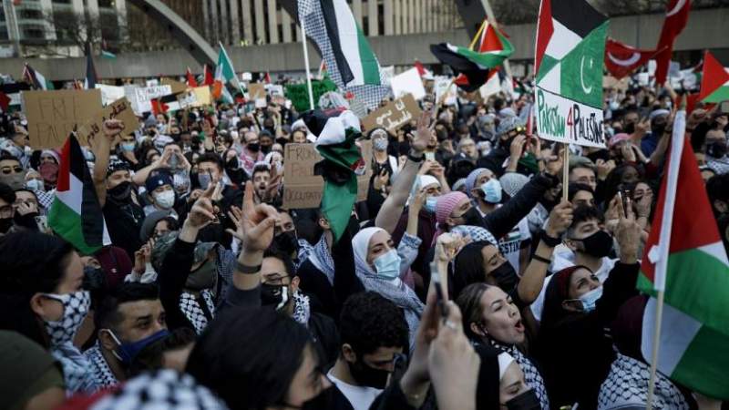 مظاهرات في مدينة مونتريال الكندية تضامنا مع فلسطين