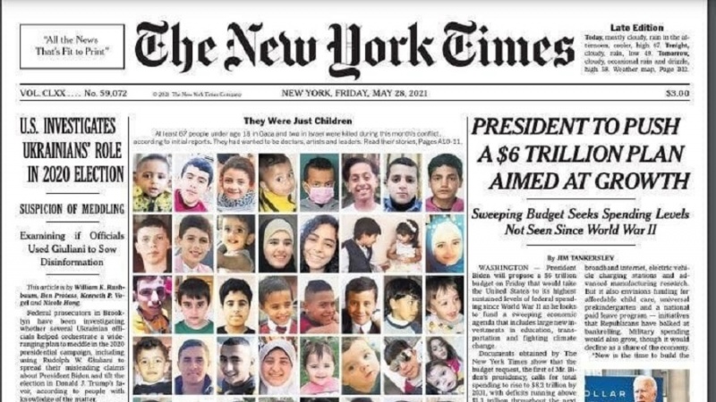 米紙がイスラエルによる子ども虐殺をトップ記事で報道、「彼らは子どもだけだった」
