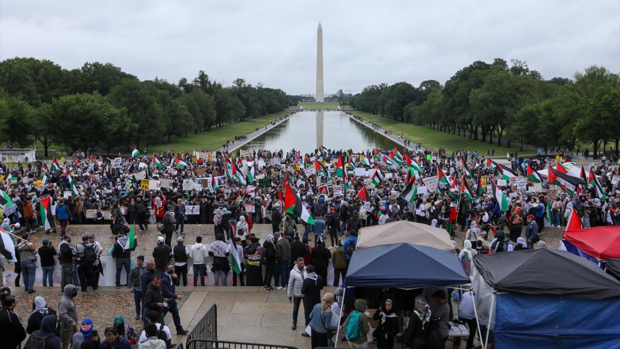Photos : Grand rassemblement de protestation en faveur du peuple palestinien devant le Lincoln Mémorial Monument à Washington