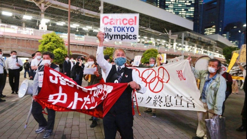 日本民众反对举办2021东京奥运会举行示威活动