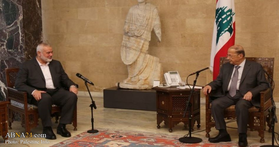 Hamas delegation led by Haneyya meets Lebanese president Michel Aoun 
