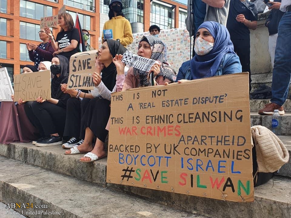 Manchester people held protest rally in solidarity with Palestinians in Silwan against Israeli crimes