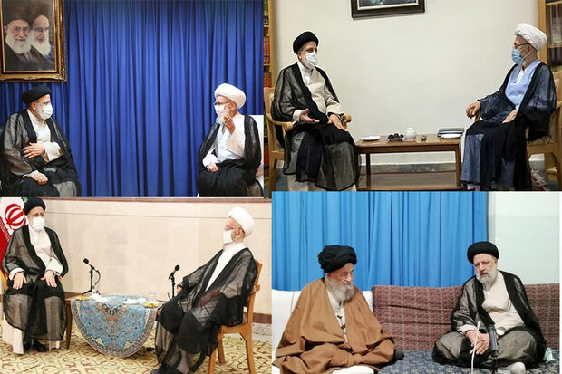 السيد رئيسي يلتقي بالمرجعين الدينيين "آیة الله شيرازي وآیة الله سبحاني"