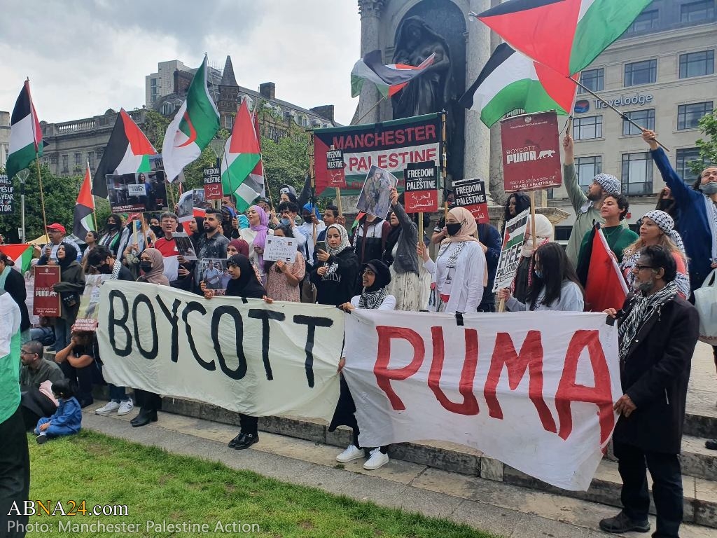 Photos: Boycott Puma protest held in Manchester against its sponsorship of apartheid Israel Football Association