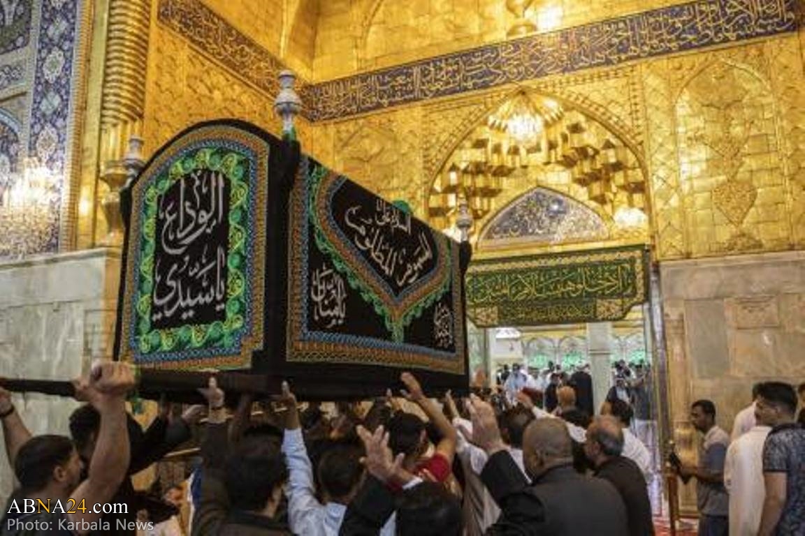 تقارير مصورة / تشييع رمزي لنعش الامام جواد (ع) عند حرم الإمام الحسين وأخيه أبي الفضل العبّاس(ع)