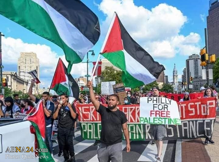 تقارير مصورة / نشطاء متضامنون مع الشعب الفلسطيني في فيلادلفيا الأمريكية ينددون بجرائم الصهاينة