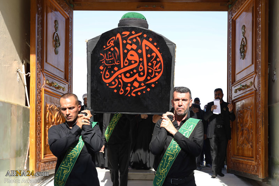 تقارير مصورة / العتبة العسكرية المقدسة تقيم مراسيم التشييع الرمزي لنعش الامام محمد بن علي الباقر (ع)