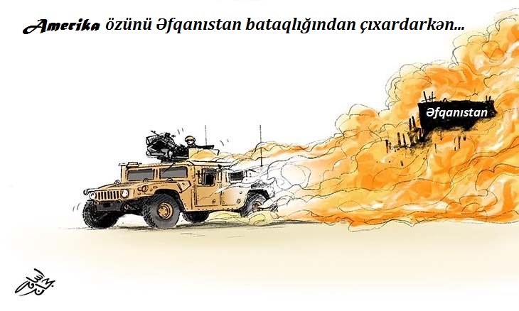 АБШ гошунлары Әфганыстандан ҝери чәкилир - Карикатура