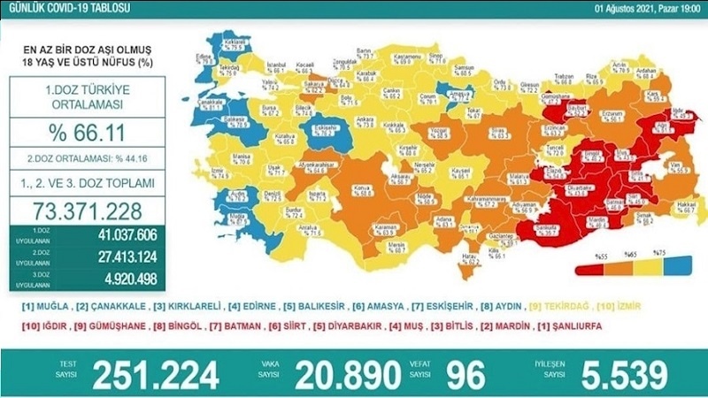 Türkiye'de korona virüsten 96 kişi daha hayatını kaybetti