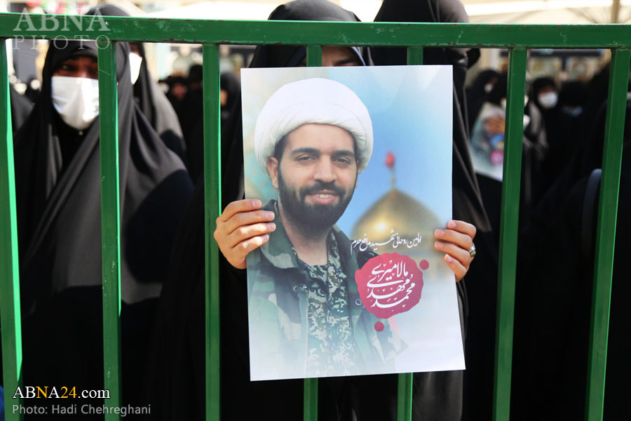 تصویری رپورٹ/ مدافع حرم شہید مہدی مالامیری کا حرم مطہر معصومہ(س) میں تشییع جنازہ